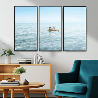 32624554-MGV-CV-36X24-Swimming Relaxation Wall Art Canvas Print, Framed Peaceful Water Art Picture Print, Clear Sea Perfect Minimalist Aquatic Decor