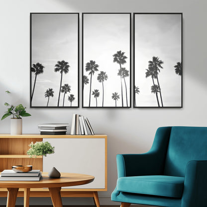 62298277-MGV-CV-36X24-Monochrome Palms Wall Art Canvas Print, Framed Minimalist Trees Art Picture Print, Silhouetted Palms Perfect Tropical Minimalist