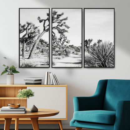 88164251-MGV-CV-36X24-Joshua Tree Wall Art Canvas Print, Framed Desert Path Art Picture Print, Monochrome Desert Perfect Minimalist Desert Decor Artwork