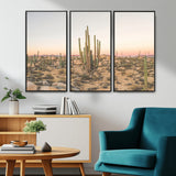 76234974-MGV-CV-36X24-Desert Cactus Wall Art Canvas Print, Framed Baja Desert Art Picture Print, Pastel Desert Perfect Southwestern Boho Decor Artwork