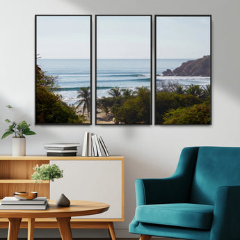 88336640-MGV-CV-36X24-Tropical Beach Scene Wall Art Canvas Print, Framed Coastal Photography Art Picture Print, Ocean Horizon Art Perfect Coastal Boho