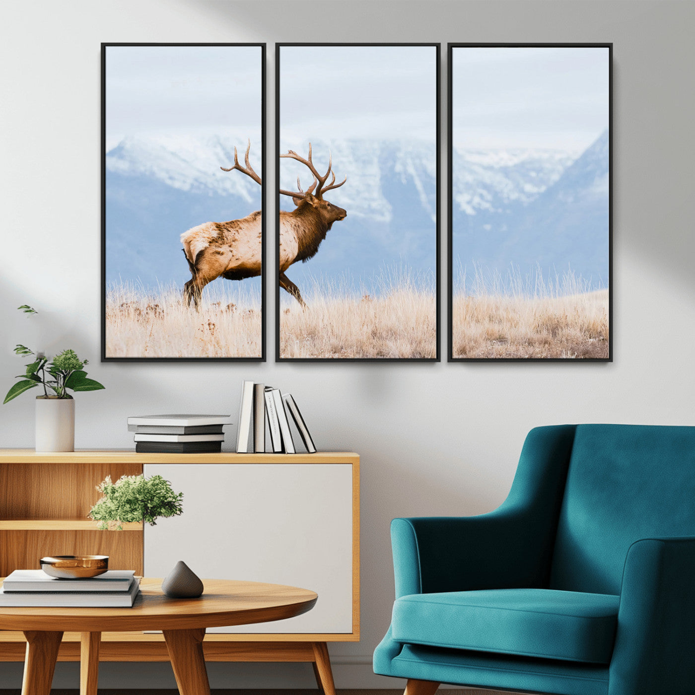 96024025-MGV-CV-36X24-Elk Photography Wall Art Canvas Print, Framed Mountain Wildlife Art Picture Print, Rustic Lodge Decor Perfect Rustic Lodge Decor