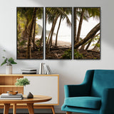 92093951-MGV-CV-36X24-Tropical Jungle Wall Art Canvas Print, Framed Palm Tree Forest Art Picture Print, Coastal Escape Perfect Jungle Retreat Decor