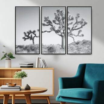 29996209-MGV-CV-36X24-Joshua Tree Art Wall Art Canvas Print, Framed Black White Landscape Art Picture Print, Desert Tree Decor Perfect Southwestern Boho