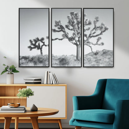 29996209-MGV-CV-36X24-Joshua Tree Art Wall Art Canvas Print, Framed Black White Landscape Art Picture Print, Desert Tree Decor Perfect Southwestern Boho