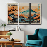 22373530-MGV-CV-36X24-Japanese Mt Fuji Wave Art Print – Ukiyo e Inspired Sun & Cherry Blossom Poster, Traditional Asian Landscape Painting, Modern