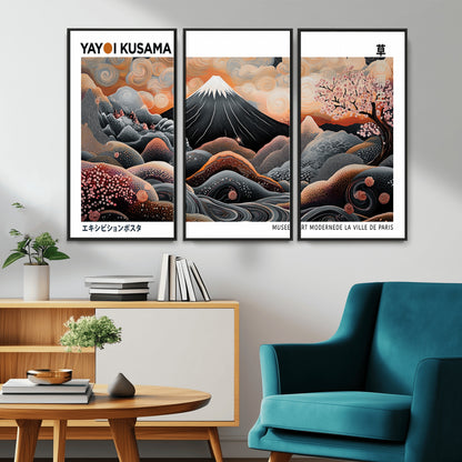 63125329-MGV-FC-48X32-3P_Black-Japanese Mt Fuji Wall Art – Surreal Ukiyo e Style Cherry Blossom Poster, Swirling Cloud Landscape Print, Modern Oriental Asian