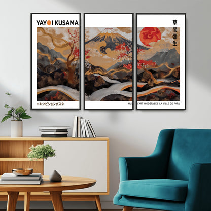 85375874-MGV-CV-36X24-Mount Fuji Abstract Wall Art – Japanese Landscape Canvas Print, Cherry Blossom & Red Sun Painting, Elegant Modern Zen Asian Home