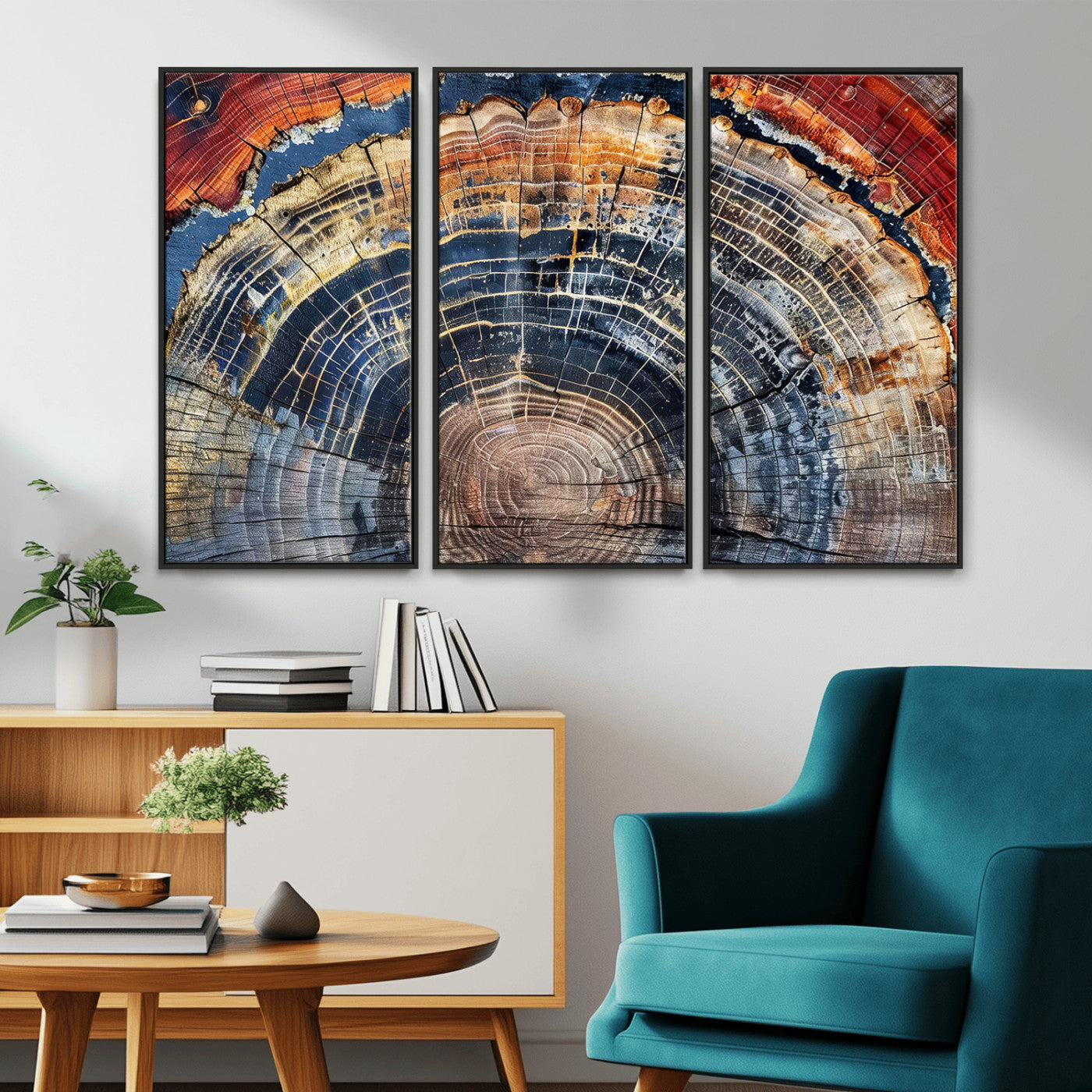 38987581-MGV-CV-36X24-Tree Ring Art Wall Art Canvas Print, Framed Rustic Wall Decor Art Picture Print, Nature Grain Print Perfect Modern Rustic Decor