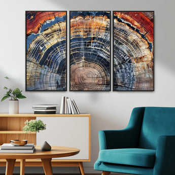 38987581-MGV-CV-36X24-Tree Ring Art Wall Art Canvas Print, Framed Rustic Wall Decor Art Picture Print, Nature Grain Print Perfect Modern Rustic Decor