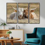 53388593-MGV-CV-36X24-Cow Photography Wall Art Canvas Print, Framed Rustic Animal Decor Art Picture Print, Texas Cow Pair Perfect Western Farmhouse