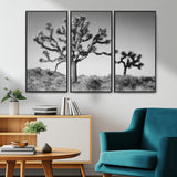 93692513-MGV-CV-36X24-Joshua Tree Wall Art Canvas Print, Framed Monochrome Desert Art Picture Print, Minimalist Nature Scene Perfect Southwestern