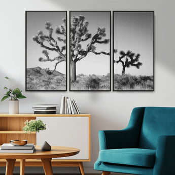 93692513-MGV-CV-36X24-Joshua Tree Wall Art Canvas Print, Framed Monochrome Desert Art Picture Print, Minimalist Nature Scene Perfect Southwestern