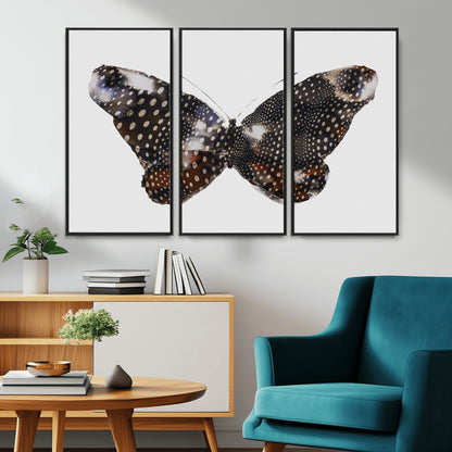 99831147-MGV-CV-36X24-Spotted Butterfly Wall Art Canvas Print, Framed Neutral Insect Theme Art Picture Print, Earthy Wing Pattern Perfect Modern Rustic