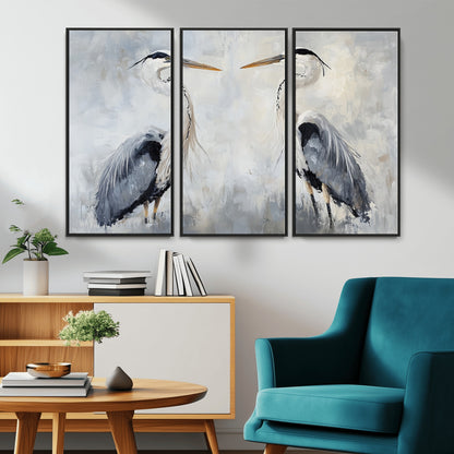 90806932-MGV-CV-36X24-Heron Wall Art Wall Art Canvas Print, Framed Bird Canvas Decor Art Picture Print, Nature Inspired Perfect Coastal Minimalist Decor