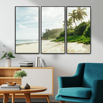 42984524-MGV-CV-36X24-Relaxing Beach Wall Art Canvas Print, Framed Ocean View Art Picture Print, Coastal Serenity Perfect Tropical Coastal Decor Artwork