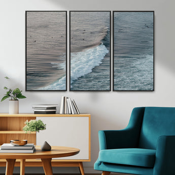 23077324-MGV-CV-36X24-Ocean Waves Wall Art Canvas Print, Framed Coastal Serenity Art Picture Print, Surf Aesthetic Perfect Modern Coastal Decor Artwork