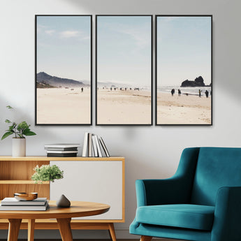 28307820-MGV-CV-36X24-Minimalist Beach Wall Art Canvas Print, Framed Coastal Serenity Art Picture Print, Soft Sand Perfect Modern Coastal Decor Artwork