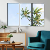 54719115-MGV-CV-36X24-Palm Trees Wall Art Canvas Print, Framed Tropical Aesthetic Art Picture Print, Coastal Serenity Perfect Tropical Minimalist Decor