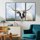 63592811-MGV-CV-36X24-Texas Longhorn Wall Art Canvas Print, Framed Western Rustic Art Picture Print, Farmhouse Decor Perfect Rustic Farmhouse Decor