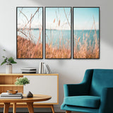 36108696-MGV-CV-36X24-Coastal Grass Wall Art – Serene Ocean View Canvas Print, Beach Nature Photography Decor for Living Room, Bedroom, Office or Modern