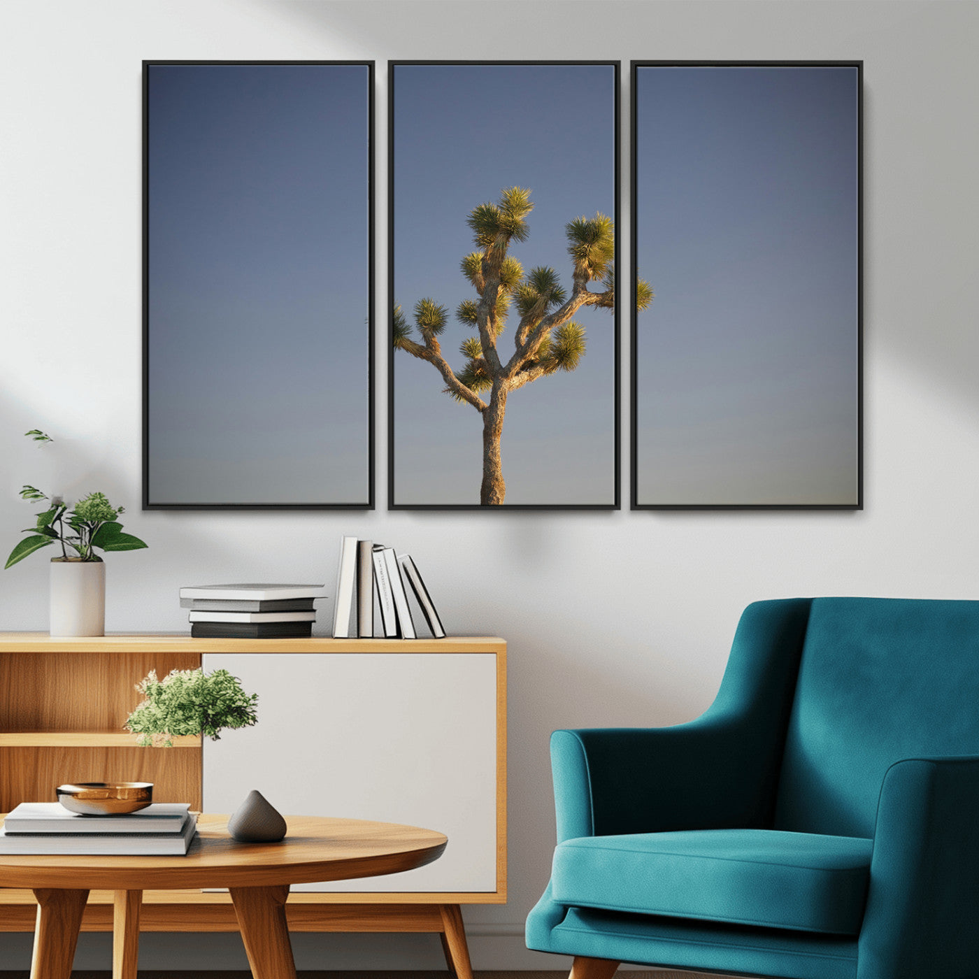 54552043-MGV-FC-48X32-3P_Black-Joshua Tree Art Wall Art Canvas Print, Framed Desert Landscape Art Picture Print, Southwestern Nature Perfect Southwestern Boho