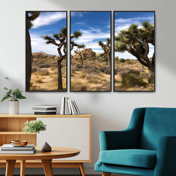 25722592-MGV-CV-36X24-Joshua Tree Desert Wall Art Canvas Print, Framed Southwestern Nature Art Picture Print, Rustic Earth Tones Perfect Southwestern