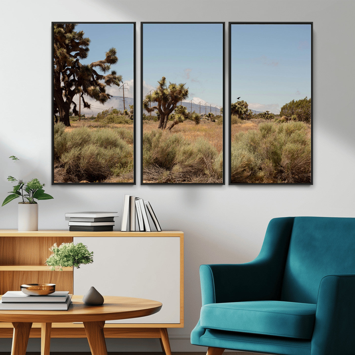 16114018-MGV-CV-36X24-Joshua Tree Wall Art Canvas Print, Framed Desert Landscape Art Picture Print, Mountain Horizon Perfect Southwestern Boho Decor