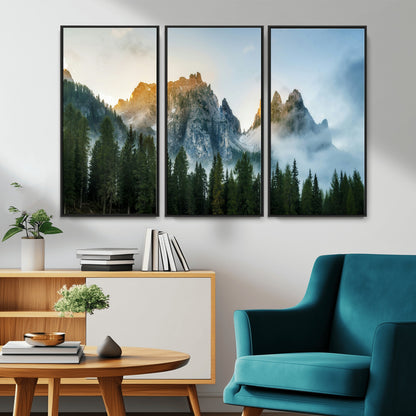 21145440-MGV-CV-36X24-Wilderness Wall Art Wall Art Canvas Print, Framed Nature Landscape Decor Art Picture Print, Misty Forest Photography Perfect