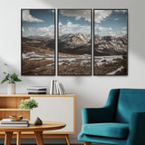 44565953-MGV-CV-36X24-Mountain Landscape Wall Art Canvas Print, Framed Snowy Peaks Art Picture Print, Rugged Highlands Perfect Rustic Adventure Decor