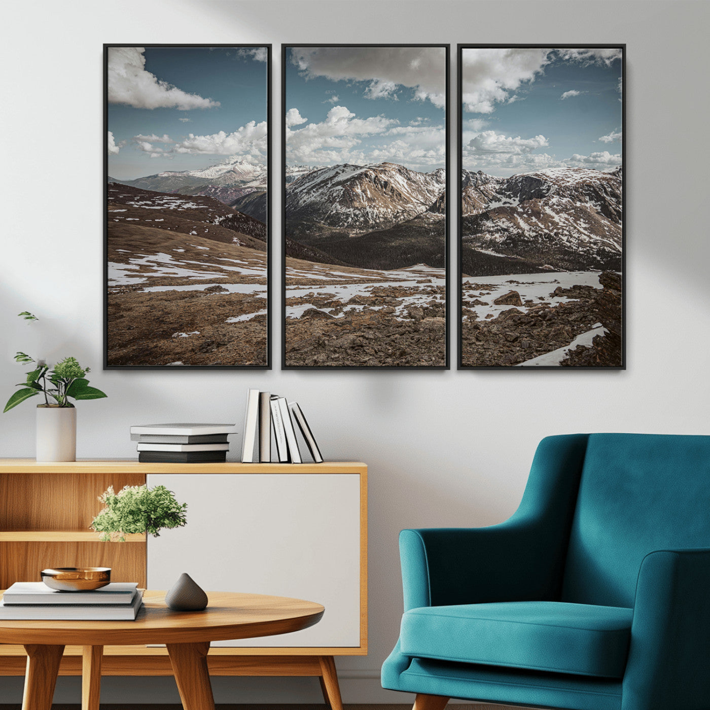44565953-MGV-CV-36X24-Mountain Landscape Wall Art Canvas Print, Framed Snowy Peaks Art Picture Print, Rugged Highlands Perfect Rustic Adventure Decor