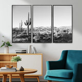 85205054-MGV-CV-36X24-Saguaro Cactus Wall Art Canvas Print, Framed Monochrome Landscape Art Picture Print, Scenic Arizona View Perfect Minimalist