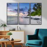 75045485-MGV-CV-36X24-Tropical Beach Wall Art Canvas Print, Framed Sunset Glow Art Picture Print, Palm Tree Coast Perfect Tropical Coastal Decor Artwork