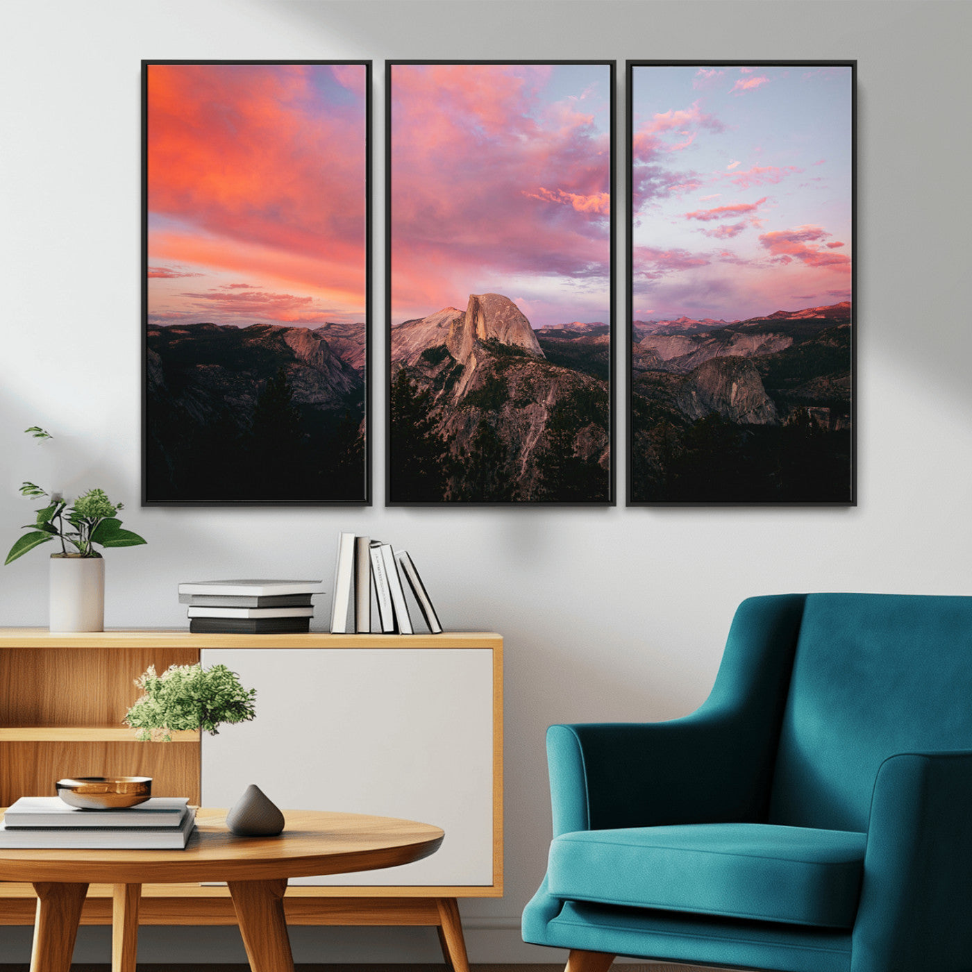 32786115-MGV-CV-36X24-Half Dome Wall Art Canvas Print, Framed Yosemite National Park Art Picture Print, Dramatic Sunset Perfect Adventurous Wilderness