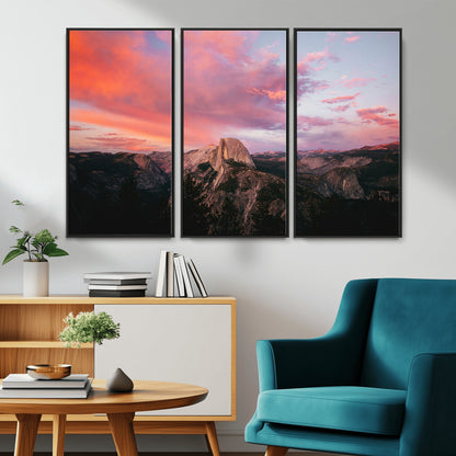 32786115-MGV-CV-36X24-Half Dome Wall Art Canvas Print, Framed Yosemite National Park Art Picture Print, Dramatic Sunset Perfect Adventurous Wilderness