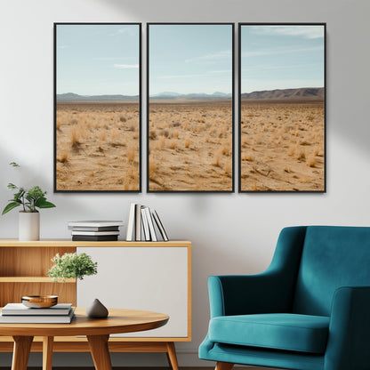 55918919-MGV-CV-36X24-Desert Landscape Wall Art – Golden Grass Plains and Mountain Horizon Canvas Print, Southwest Nature Photography Decor for Living