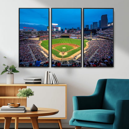 77273035-MGV-CV-36X24-Baseball Stadium Wall Art – Panoramic Evening Game Canvas Print, Sports Fan Decor for Man Cave, Office, Bar, or Living Room