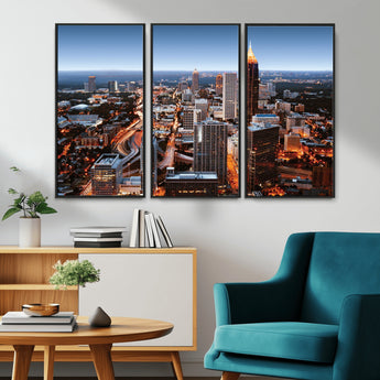 25096967-MGV-CV-36X24-Atlanta Skyline Wall Art – Vibrant Cityscape Canvas Print, Modern Night Lights Urban Decor for Office, Living Room, or Apartment