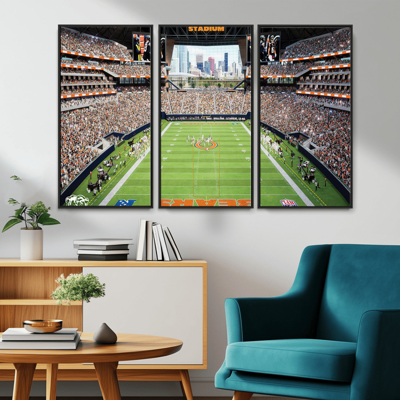 76935553-MGV-CV-36X24-Football Stadium Wall Art – Panoramic Game Day Canvas Print, Sports Decor for Man Cave, Office, Bar, or Living Room