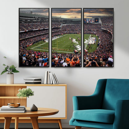 87578930-MGV-CV-36X24-Soldier Field Wall Art – Chicago Bears Football Stadium Sunset Canvas Print, Game Day Sports Decor for Man Cave, Bar, Office, or