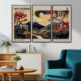 66892669-MGV-CV-36X24-Yayoi Kusama Japanese Inspired Canvas Print – Mt. Fuji & Floral Scene Wall Art, Framed Asian Style Canvas for Home, Office or