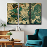 24416422-MGV-CV-36X24-Samurai vs Octopus Wall Art – Japanese Warrior Ocean Battle Canvas Print, Ukiyo e Inspired Decor for Home, Office, or Man Cave