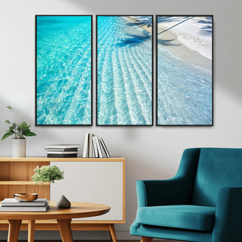68127042-MGV-CV-36X24-Beach Wall Art – Tropical Ocean Canvas Print, Clear Water and White Sand Photography Decor for Bedroom, Living Room, Office,
