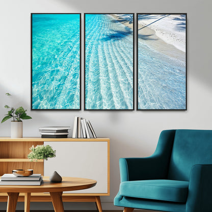 68127042-MGV-CV-36X24-Beach Wall Art – Tropical Ocean Canvas Print, Clear Water and White Sand Photography Decor for Bedroom, Living Room, Office,