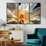 20862576-MGV-CV-36X24-Golden Abstract Flower Canvas Wall Art – Modern Botanical Bloom Print, Elegant Floral Artwork for Living Room, Bedroom, Office