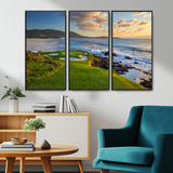 67486665-MGV-CV-36X24-Golf Course Wall Art – Pebble Beach Oceanfront Canvas Print, Coastal Fairway Photography Sports Decor for Living Room, Office, Man