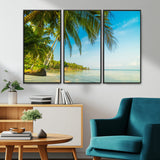 65056721-MGV-CV-36X24-Tropical Beach Wall Art – Palm Tree Coastal Photography Print, Relaxing Ocean Paradise Landscape, Island Seascape Home or Office