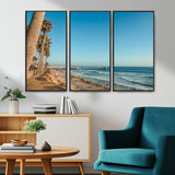 92568259-MGV-CV-36X24-California Beach Wall Art – Palm Tree Pier Canvas Print, Coastal Ocean Photography Seaside Decor for Living Room, Bedroom, Office,