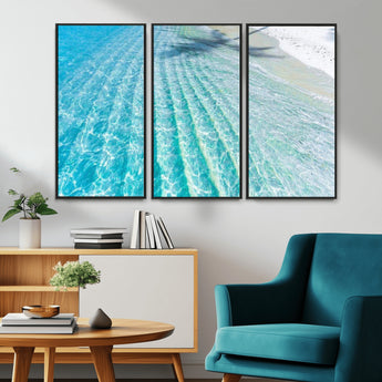 17528159-MGV-CV-36X24-Tropical Ocean Wall Art – Turquoise Water Canvas Print, Crystal Clear Beach Waves Photography Coastal Decor for Living Room,