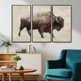 54810031-MGV-CV-36X24-Western Wall Art – Snow Covered Bison Canvas Print, Rustic Wildlife Photography Decor for Bedroom, Living Room, Office, Lodge,